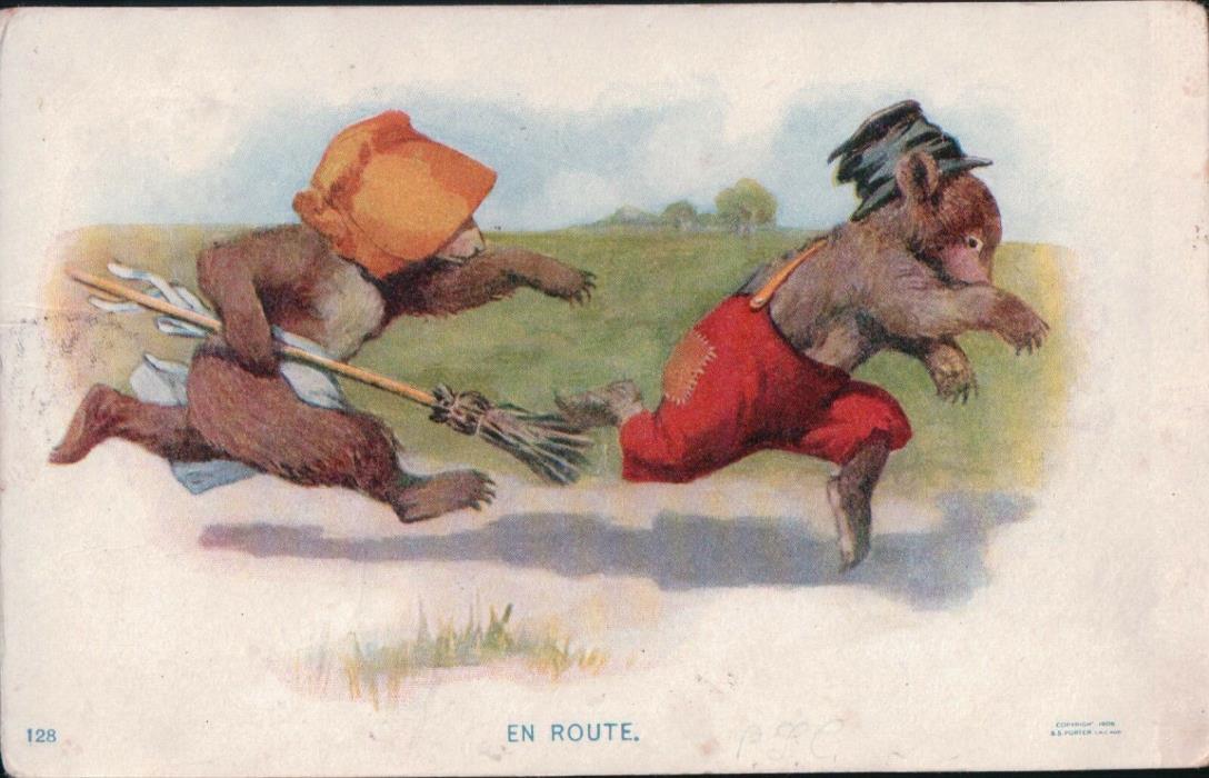 A) comic Teddy Bears EN ROUTE posted Nov 1907