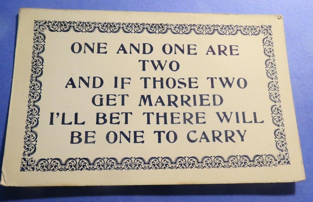 One & One are two Funny Comic Vintage Old  Postcard PC1480