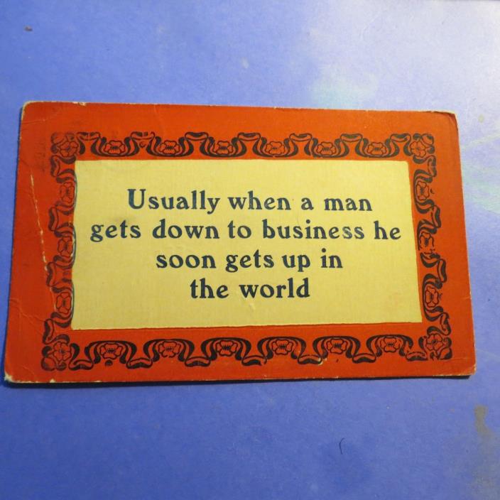 Down to Business Funny Comic Vintage Old  Postcard PC1291