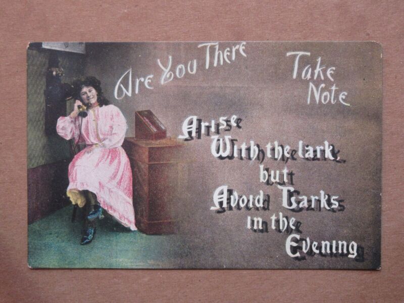 Comic Postcard “Are you there…Take Note” Woman on Phone Old Postcard