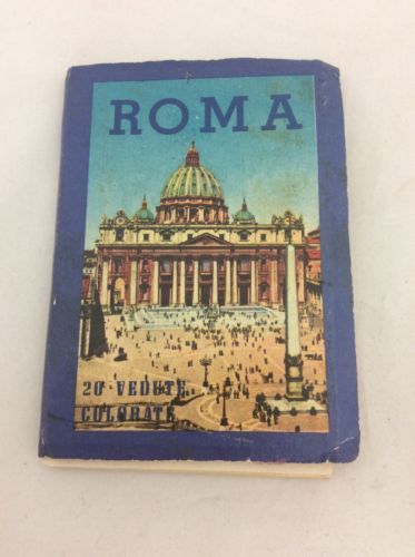 Vintage Roma Veduth  Colorate 20 Post Card Photo Small Book Italian Lit.