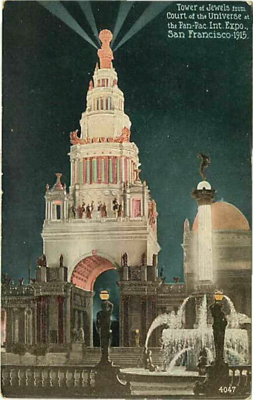 Postcard Tower of Jewels Court of the Universe Pan-Pacific Expo San Francisco CA