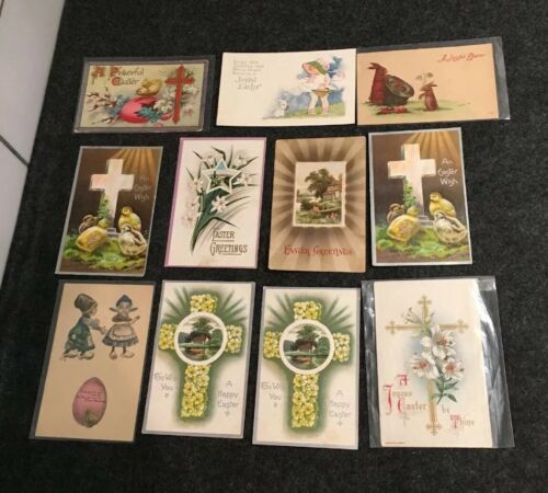 11 Antique Or Vintage Easter Postcards Some Rare And Embossed. Nice Lot