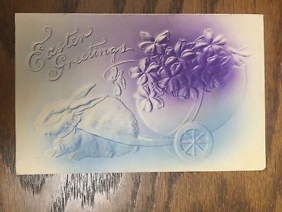 VINTAGE Postcard - Easter Greetings Embossed Rabbit (300MT)