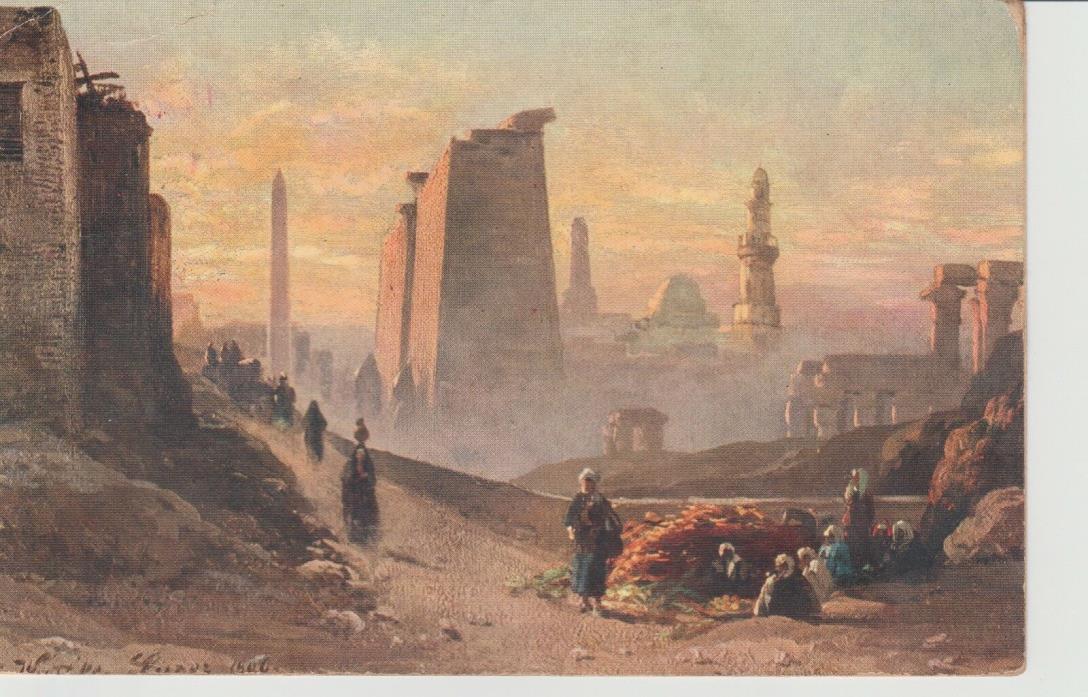Postcard Egypt Luxor Temples Posted 1912 Printed by Rommler & Jonas Dresden
