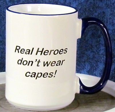 Loring AFB - Real Heroes don't wear capes! - on a 15 oz. Cobalt & White Mug