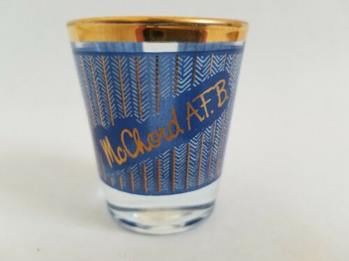 McChord Air Force Base Washington Blue with Gold Accents Shot Glass 90s