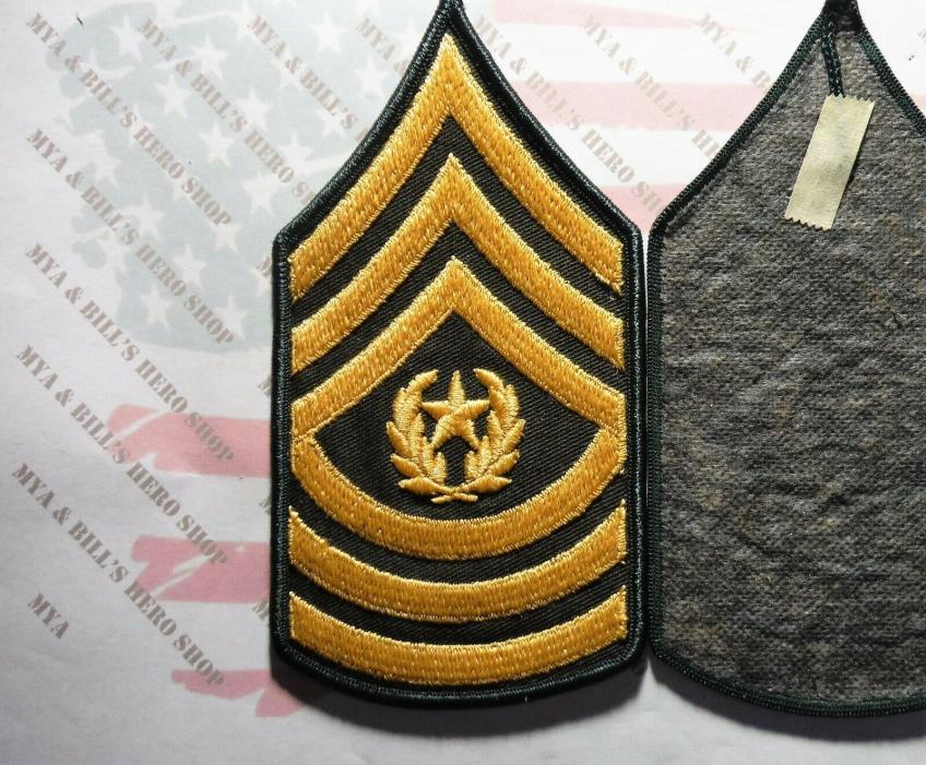 Army chevron rank lg (male) gold embroidered on green Command Sergeant Major CSM