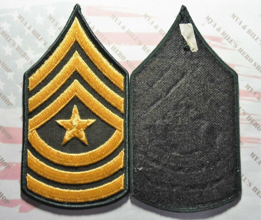 Army chevron rank lg (male) gold embroidered on green Sergeant Major SGM