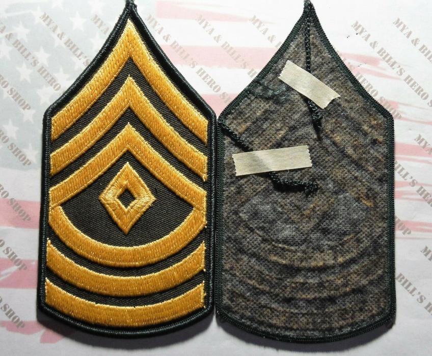Army chevron rank lg (male) gold embroidered on green 1st Sergeant 1SG