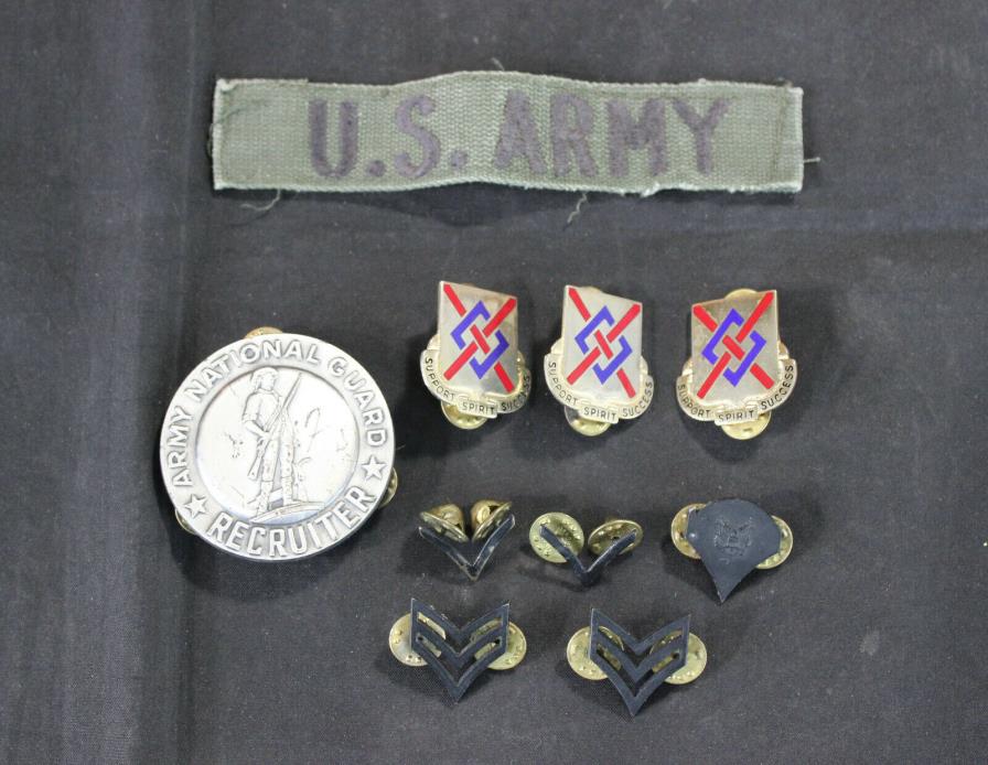 9 US ARMY LAPEL PINS 39TH BRIGADE SUPPORT BATTALION, SERGEANT, GUARD RECRUITER