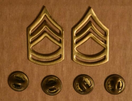 U.S. Army Sergeant 1st Class Uniform Collar Gold Tone Clutchback Pins Set of 2