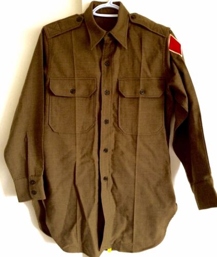 VINTAGE U.S. MILITARY ARMY 5TH INFANTRY DIVISION RED DIAMOND PATCH UNIFORM SHIRT