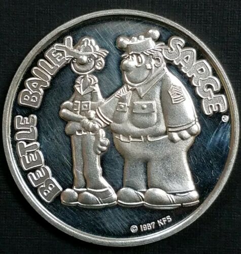 1987 Beetle Bailey Limited Edition Army Comic 1 oz .999 Fine Silver Cartoon Coin