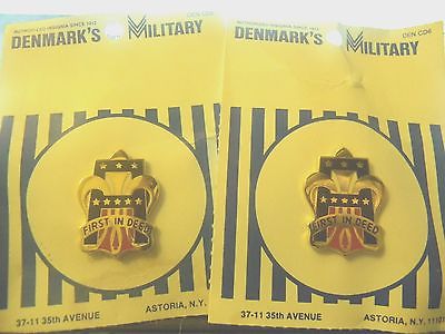 US Army 1st Army DUI Unit insignia crest pins 2 on original card Denmark USA