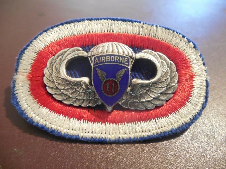 11th Airborne Infantry Jump Wing Oval Patch Badge Pin Insignia Military Rare