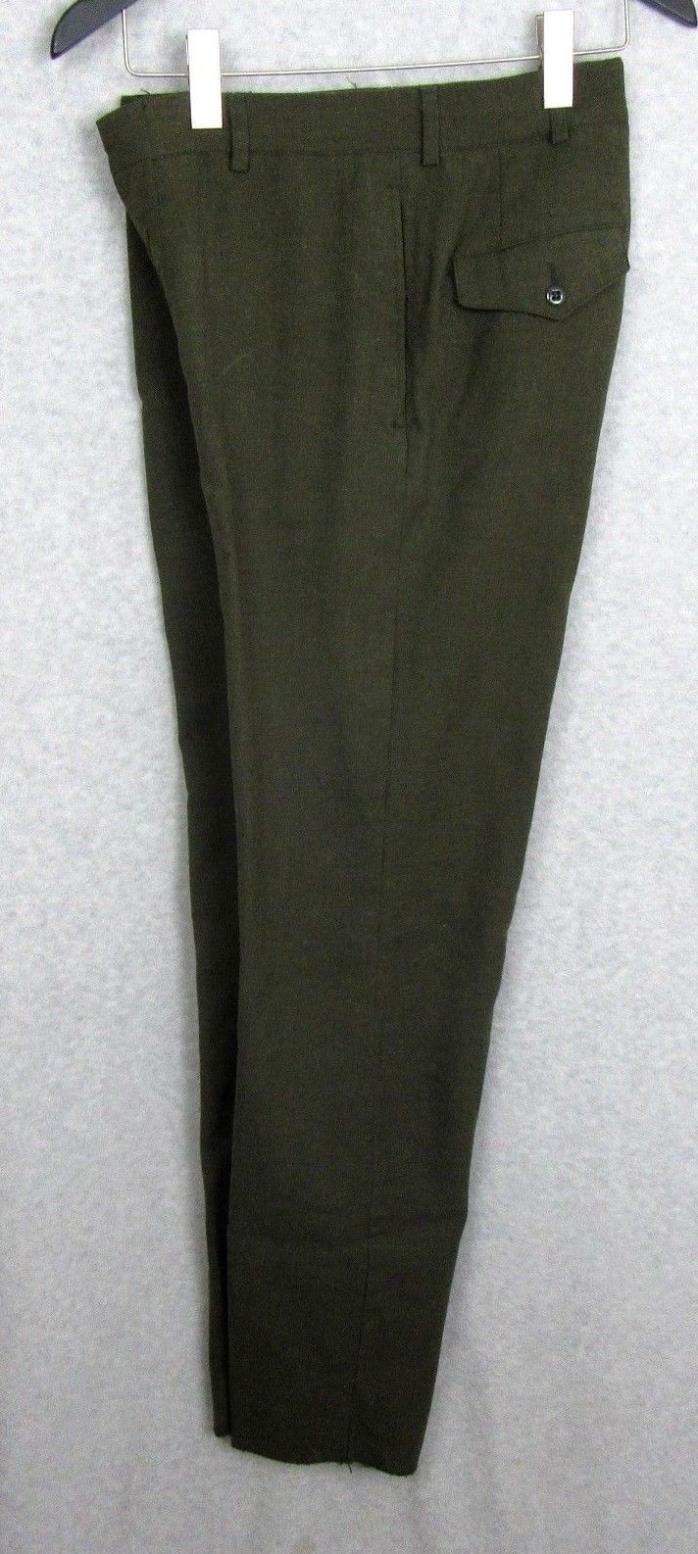 USMC Trousers 27R Mens Poly/Wool Serge Green 2212 Marine 27 x 29 Vintage