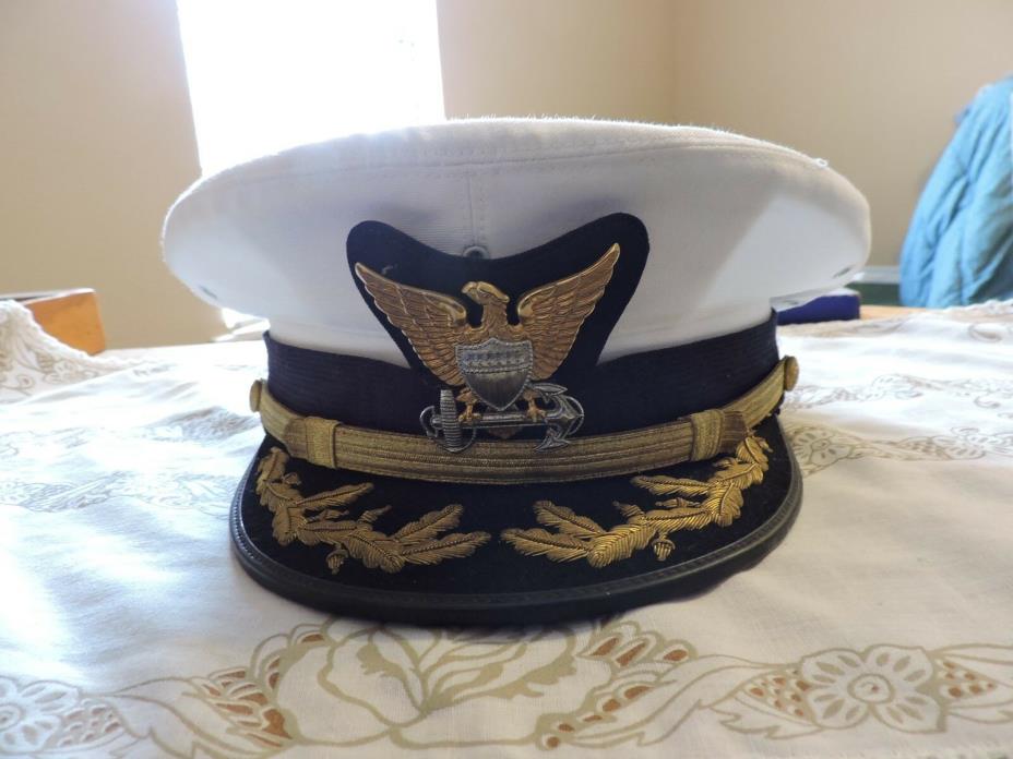 VINTAGE,WW2 US Coast Guard Officer's Cap Hat PEARLMAN'S 1/20 10 GF ON Sterling
