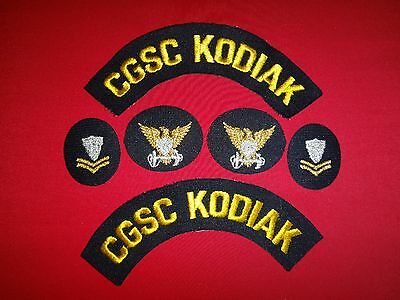 6 US Coast Guard Patches: CGSC KODIAK + COMMAND ID + Petty Officer 2nd Class