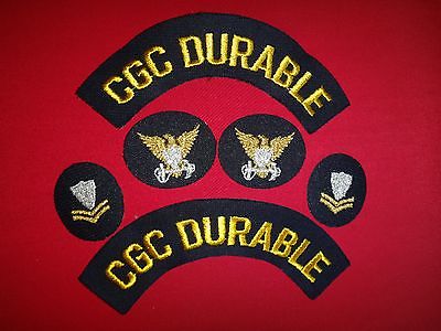 6 US Coast Guard Patches: CGC DURABLE + COMMAND ID + Petty Officer 2nd Class