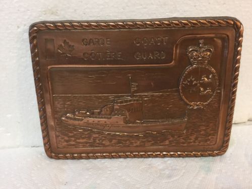 Vintage Pressed Copper Plaque Canada Cotiere Guard Garde Coast Artist Signed