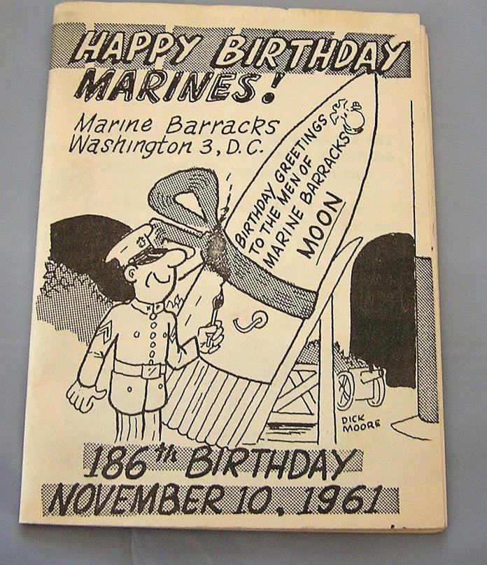 RARE! HAPPY186 BIRTHDAY MARINES Corps Nov 10 1961 Souvenir booklet Col CJ Bailey