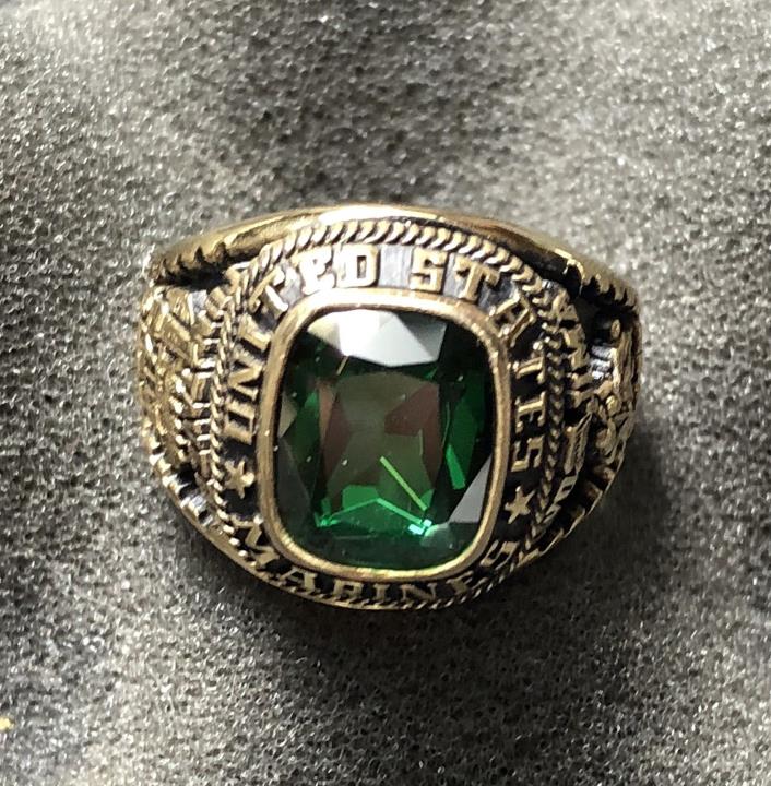 Men's U.S. Marine Corps Ring by Jostens with Green Stone, Size 11