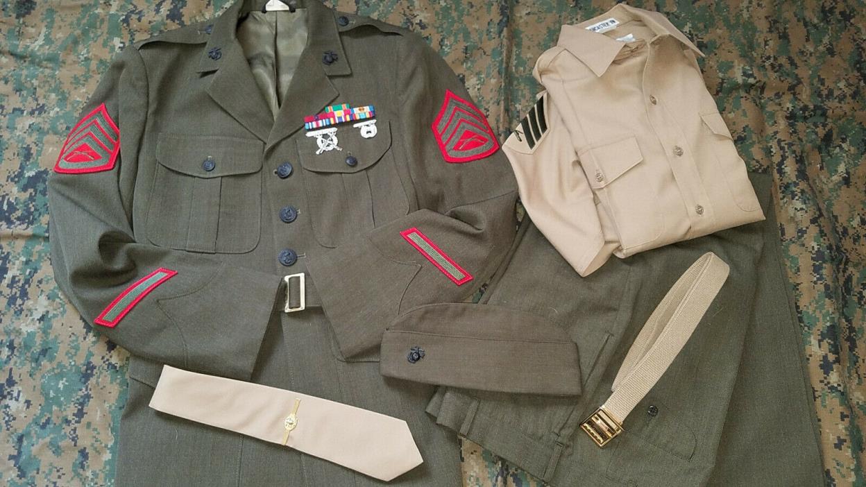 USMC Service Dress Uniform Alpha Set Coat Trousers Awards alphas cover SSGT