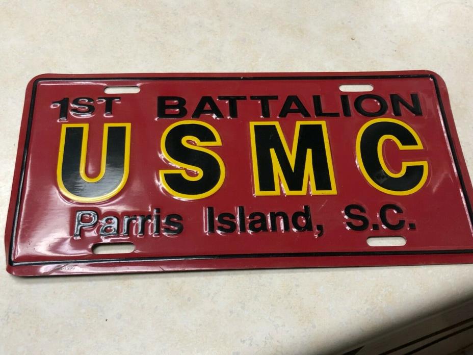 USMC Marine Corps License Plate 1st Battalion Parris Island SC
