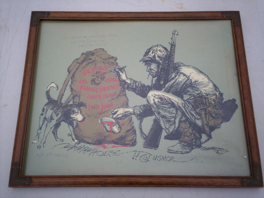 Original Charles Waterhouse Lithograph WWII Marine Corp  Inscribed and Signed