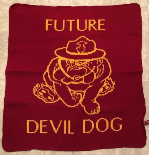 USMC FUTURE DEVIL DOG knitted acrylic throw banner Bulldog 31
