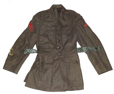 Vintage US Marine Corps Wool Blend Uniform Green Coat Jacket Military 50's 60's?