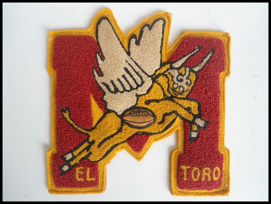 RARE Vintage Marine Corps Air Station El Toro Chenille Patch Disney Flying Bull
