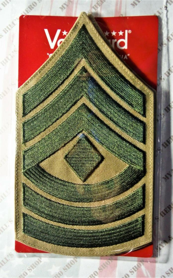 US Marine Corps (USMC) chevron green embroidered on khaki 1st SGT 1st Sgt (Pair)