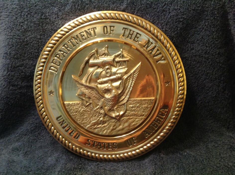 Department of the Navy United States of America  Brass Wall Plaque 10 3/4