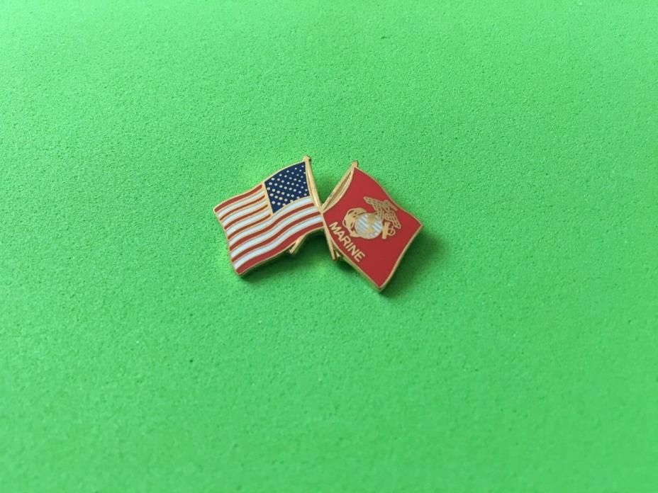 USMC & USA FLAG HAT/LAPEL PIN