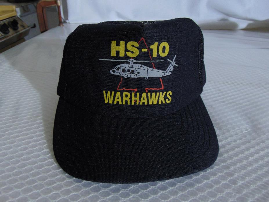 Vintage Navy HS-10 WARHAWKS Adjustable Mesh Snap Back Trucker Hat/Cap