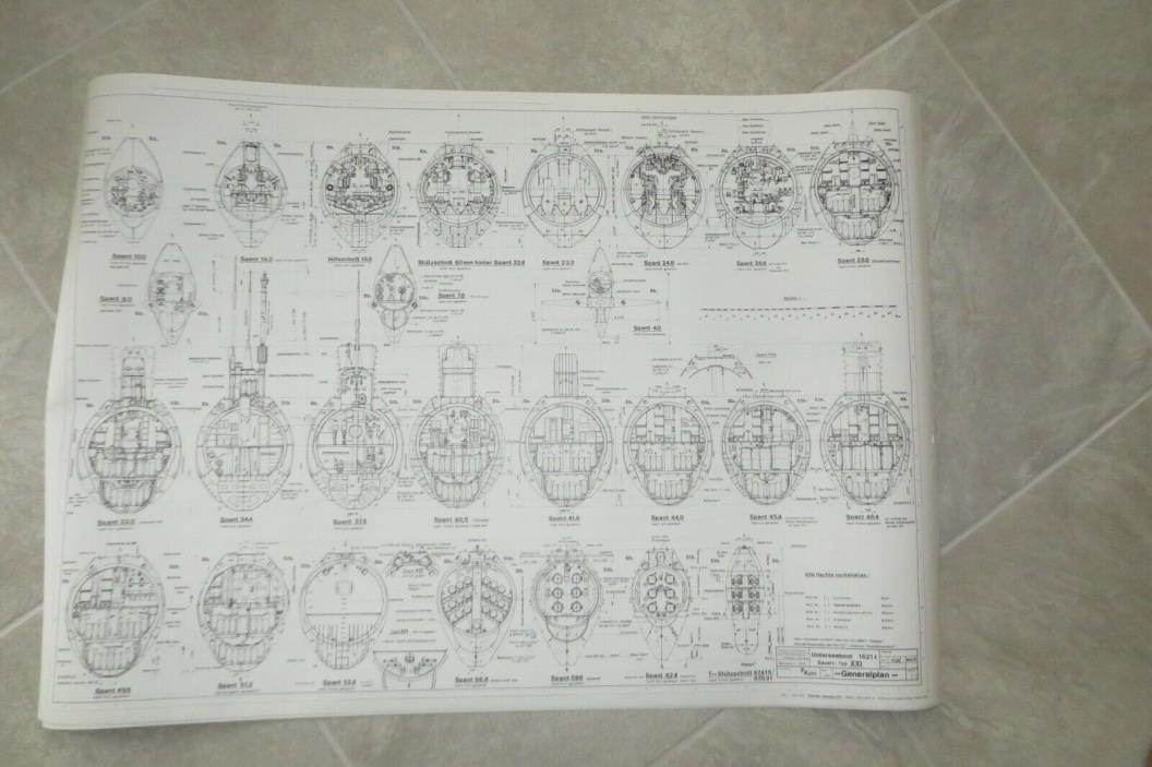 U Boat Type XXI design plans - 15 different sheets - UNIQUE, VERY RARE