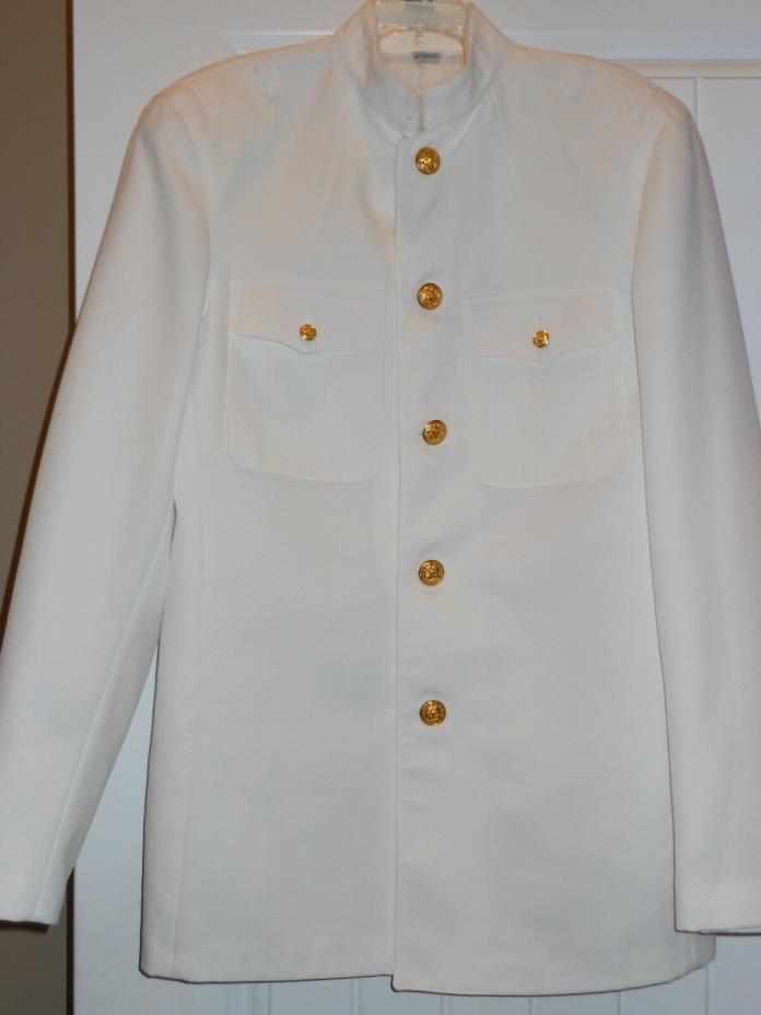 Flying Cross Naval Officer Navy White Service Dress Choker Jacket Size 42 Long