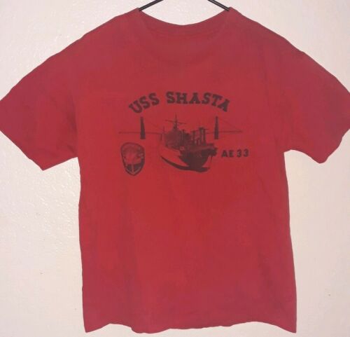 Uss Shasta Single Stitch Vintage Shirt Red Single Stitch Size Medium *Rare*