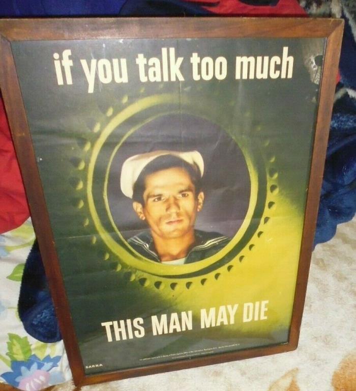 WW2 CARELESS TALK POSTER Sarra if you talk too much THIS MAN MAY DIE 1942 OWI #6
