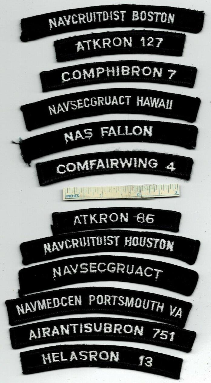 #3 Lot of 12 Diff US Navy Tabs Arc Rocker Patches USN USA Tab Patch Commands