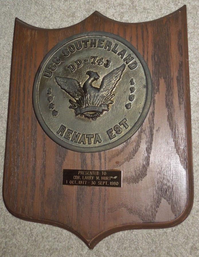 USS Southerland DD-743 Metal Plaque WW2, Korea & Vietnam Wars...Inchon Action