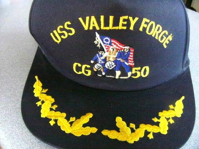 USN VALLEY FORGE CG50 CAP. Scrambled Egg, Adjusts, Original Desert Storm.