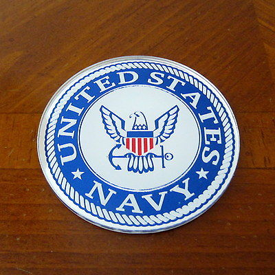 new USN United States US NAVY Acrylic Metallic Colored Military AUTO EMBLEM