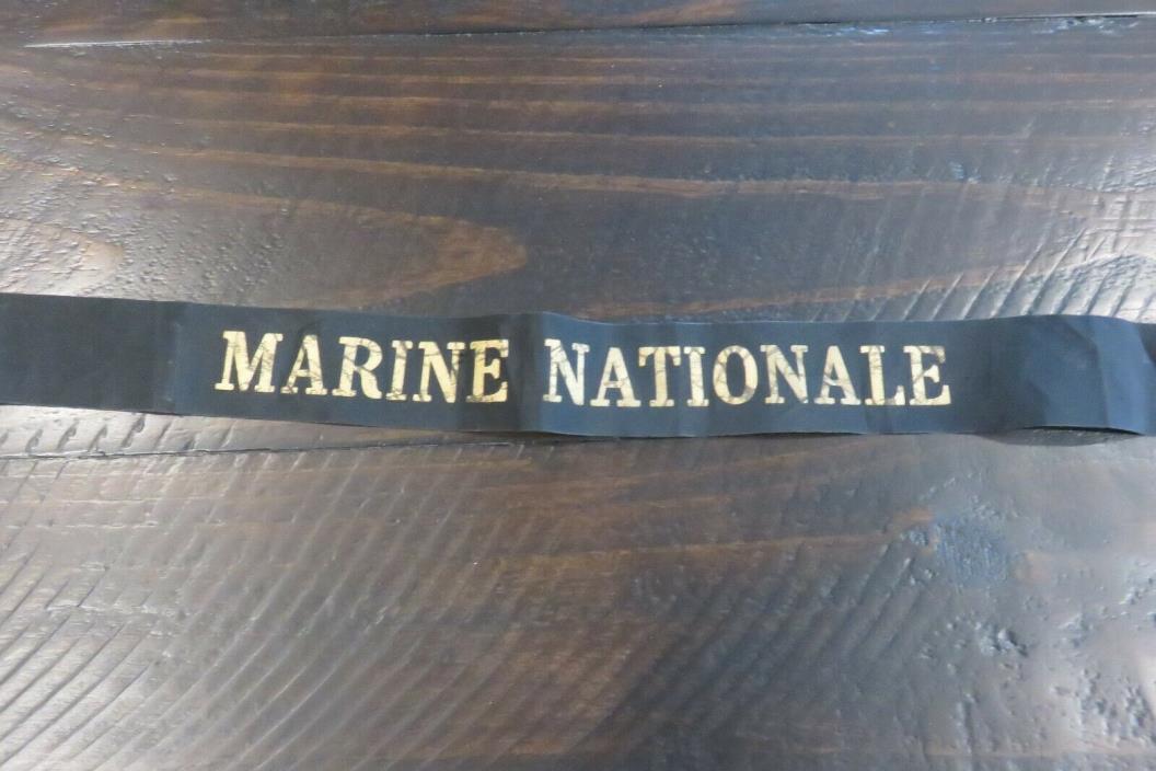 Vintage French Marine Nationale Sailor Cap Ribbon Hat Ribbon WWII Navy France