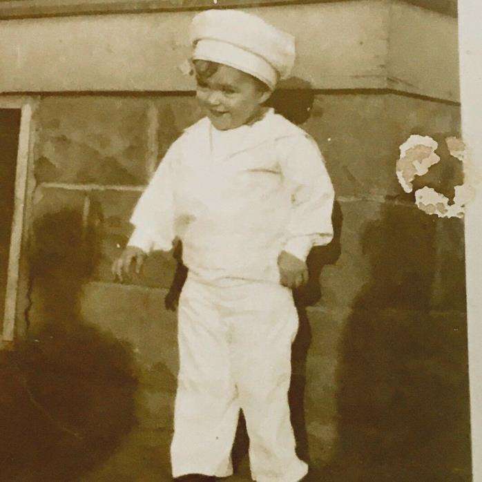 Vintage Little Boy Child White Sailor Sailor's Suit Snapshot Photo Photograph