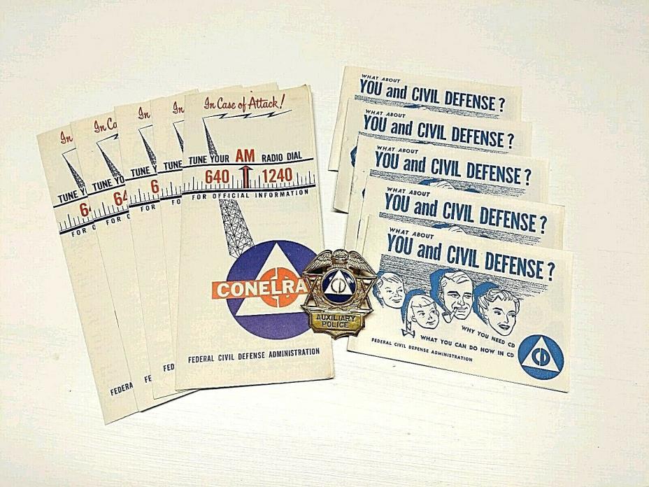 1953 Civil Defense Lot, Conelrad Radio Civil Defense Pamphlets, Set of 5