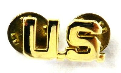 U.S. Collar Device United States Gold Plated Military Cut Out Letters Vintage