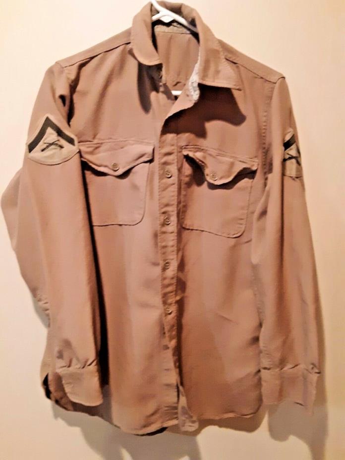 Vintage USMC Khaki Military Button Up Shirt Mens 151/2 x 34